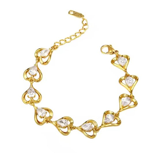 Brazalete de corazones de cristal